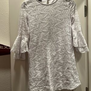 girls white lace long sleeve dress